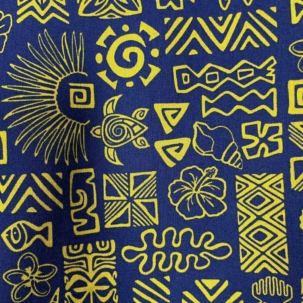 Canoe Club Nwt Men's Ss Navy Yellow Tropical Print Button-Up Shirt 16 Cotton! — image 5 of 6